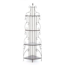 Ornate 4-Tier Metal Corner Bakers Rack Kitchen Dining Shelf