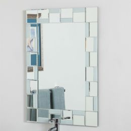 Modern 31.5 x 23.6 inch Rectangle Bathroom Mirror with Unique Border