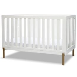 Modern Contemporary White and Gold Bronze Convertible Crib Toddler Bed