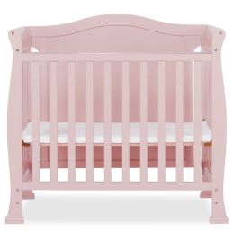 Solid Wood 3-in-1 Convertible Baby Crib Toddler Bed Daybed in Pink Finish