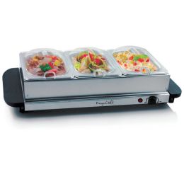 MegaChef Buffet Server &amp; Food Warmer With 3 Removable Sectional Trays , Heated Warming Tray and Removable Tray Frame