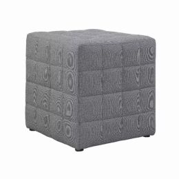 16.75" x 16.75" x 17" Light Grey Linen Look Fabric  Ottoman (Pack of 1)